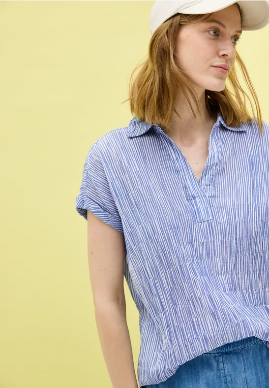 Gestreifte Strukturbluse deep pastel blue