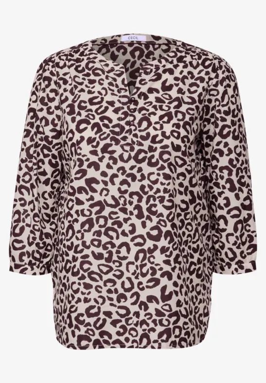 Gemusterte Baumwollbluse mulberry red