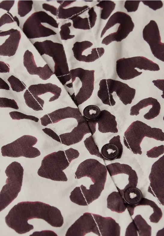 Gemusterte Baumwollbluse mulberry red