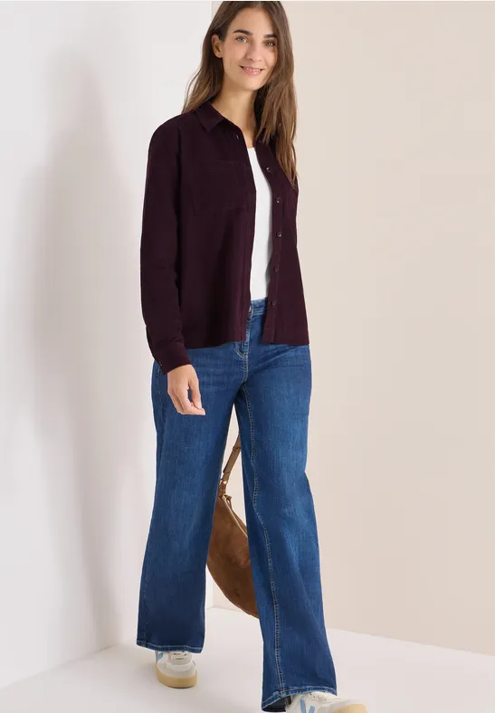 Cord Hemdbluse eggplant red