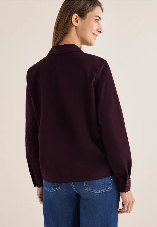Cord Hemdbluse eggplant red