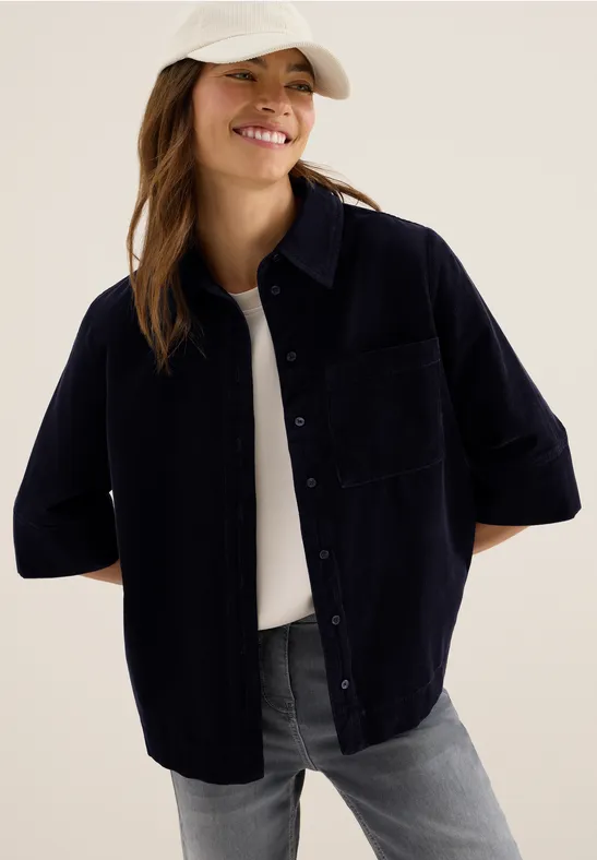 Corduroy overhemd blouse urban dark blue