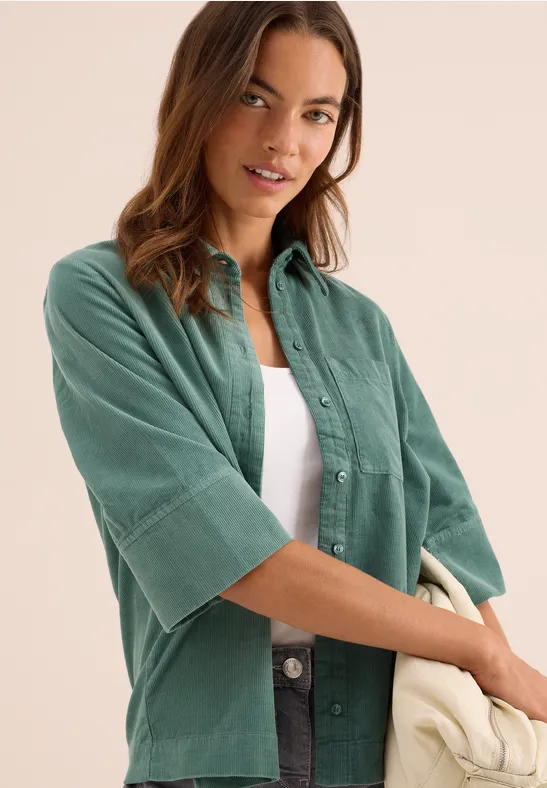 Cord Hemdbluse jewel green