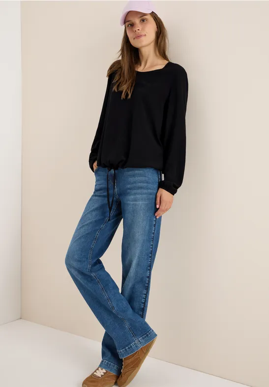 Blouse avec cordon de serrage Black