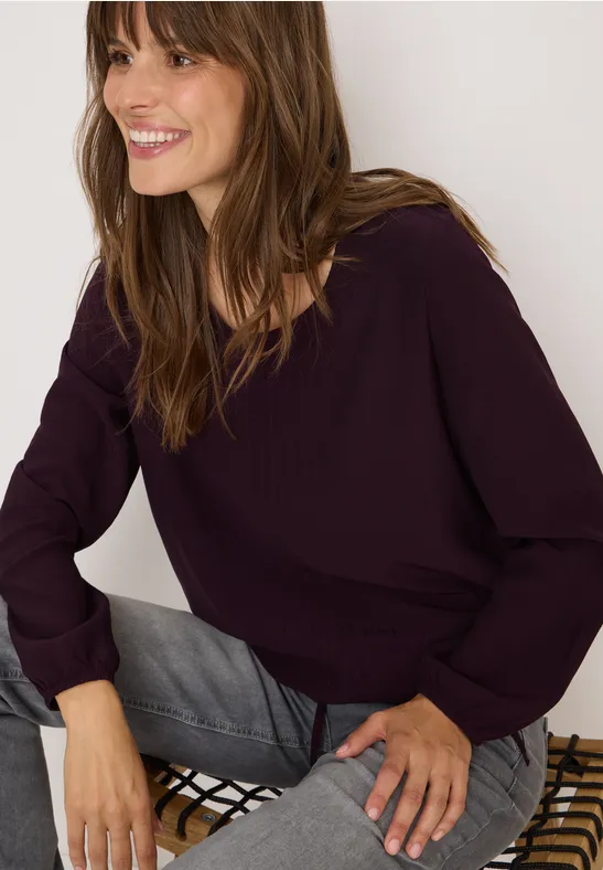 Bluse mit Tunnelzug eggplant red