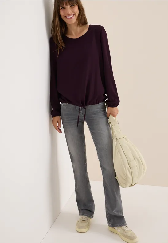 Bluse mit Tunnelzug eggplant red
