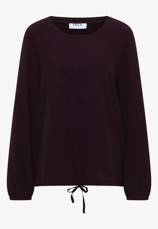 Bluse mit Tunnelzug eggplant red