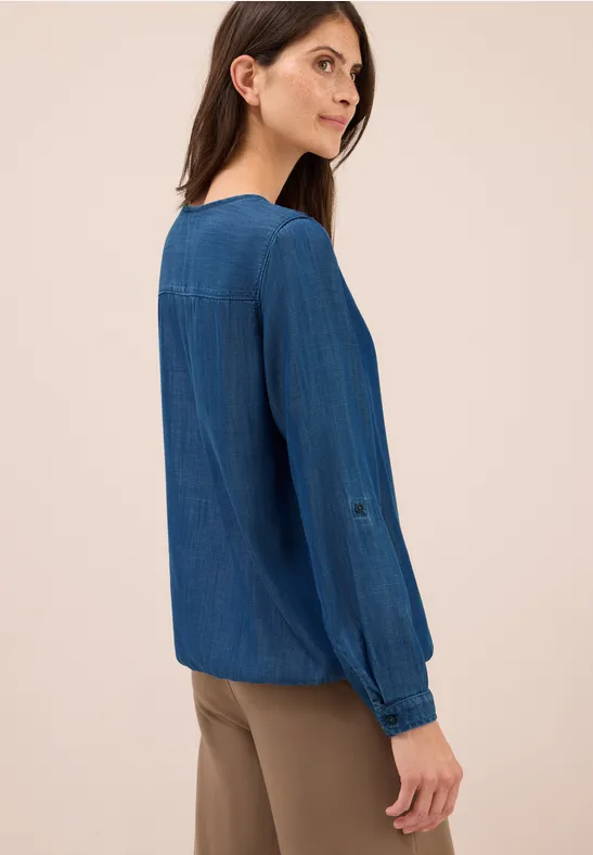 Lyocell Bluse mid blue wash