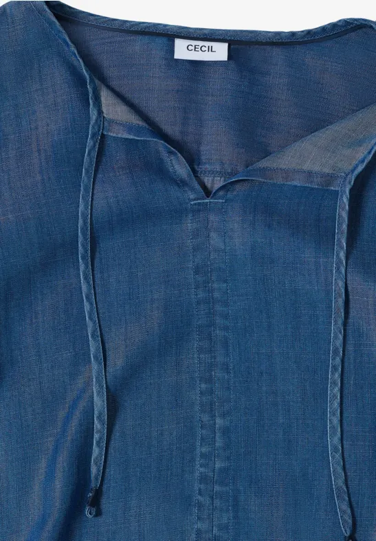 Lyocell Bluse mid blue wash