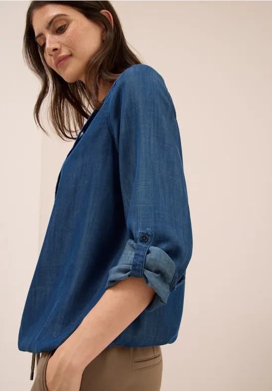 Lyocell Bluse mid blue wash