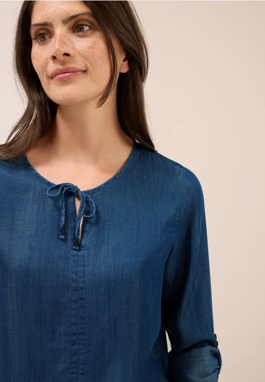 Lyocell Bluse mid blue wash