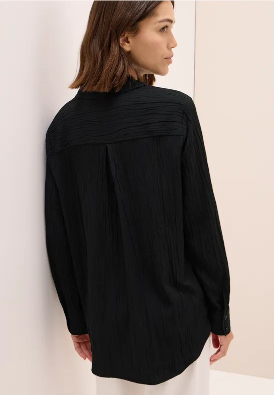 Hemdbluse mit Struktur Black