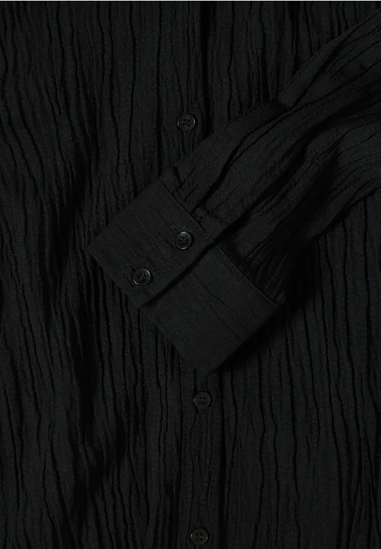 Hemdbluse mit Struktur Black