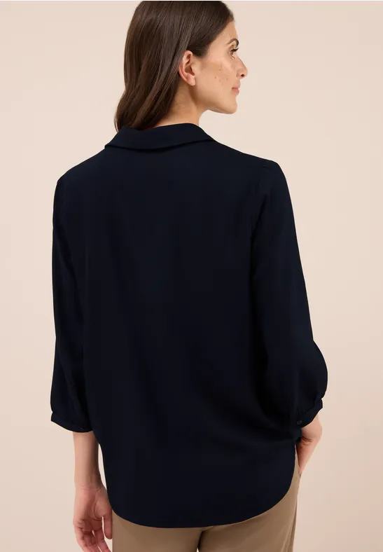 Bluse in Unifarbe urban dark blue