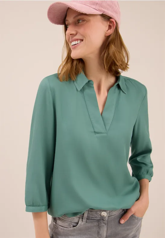 Bluse in Unifarbe jewel green