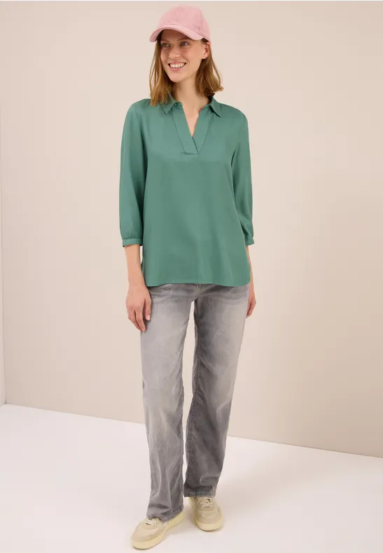 Bluse in Unifarbe jewel green