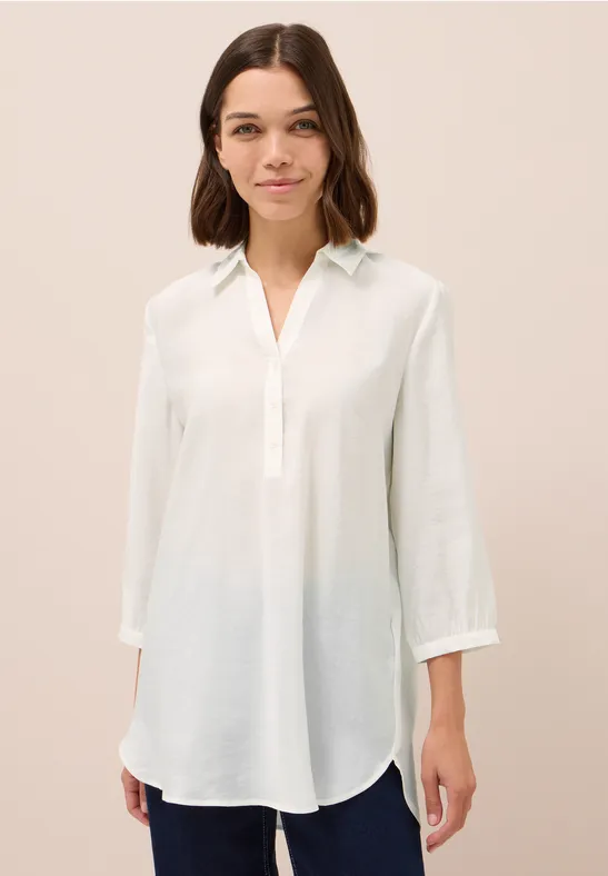 Lange Bluse in Unifarbe vanilla white
