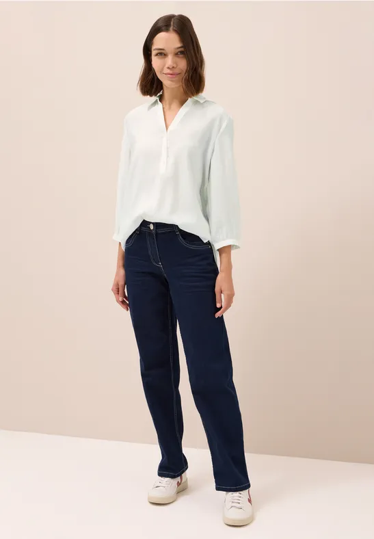 Lange Bluse in Unifarbe vanilla white