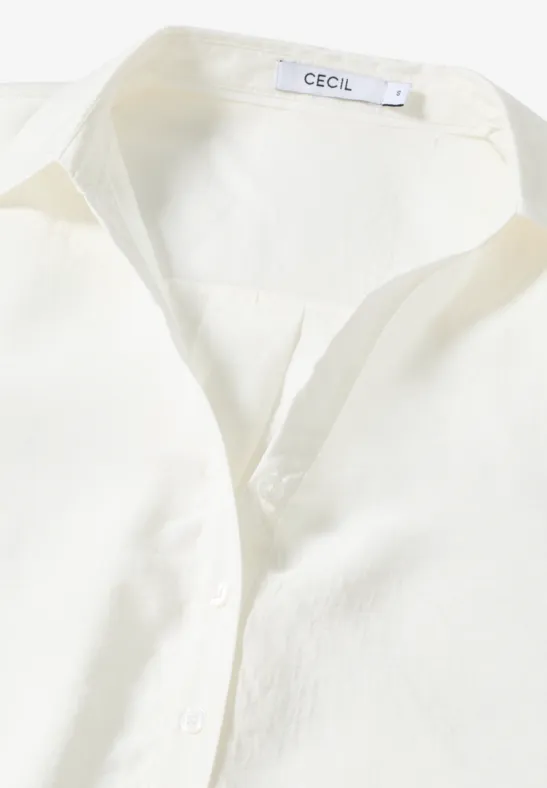 Lange Bluse in Unifarbe vanilla white