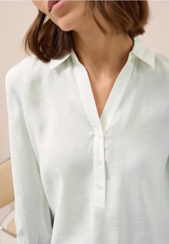 Lange Bluse in Unifarbe vanilla white