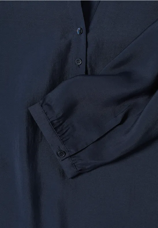 Lange Bluse in Unifarbe urban dark blue