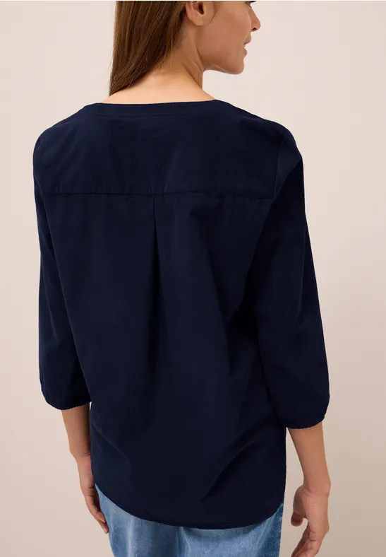 Corduroy blouse met gespleten hals urban dark blue