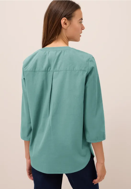 Corduroy blouse met gespleten hals jewel green