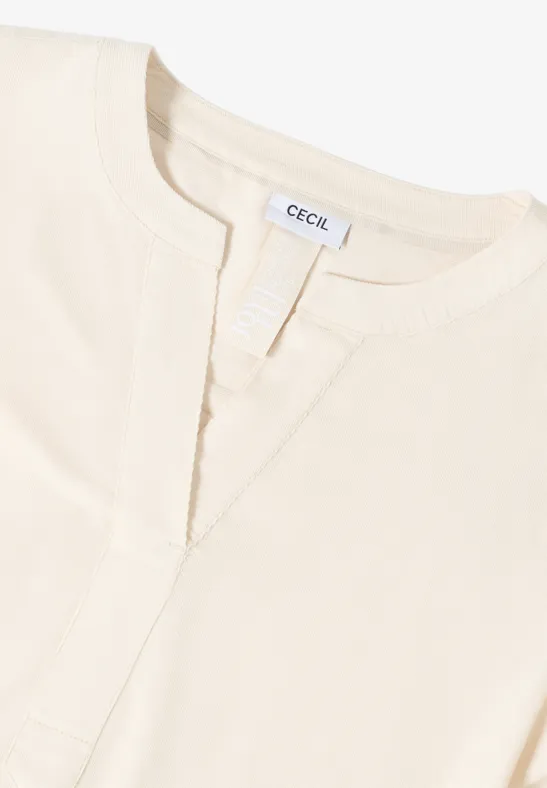 Corduroy blouse met gespleten hals oat milk beige