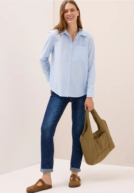 Gestreept overhemd blouse light sky blue