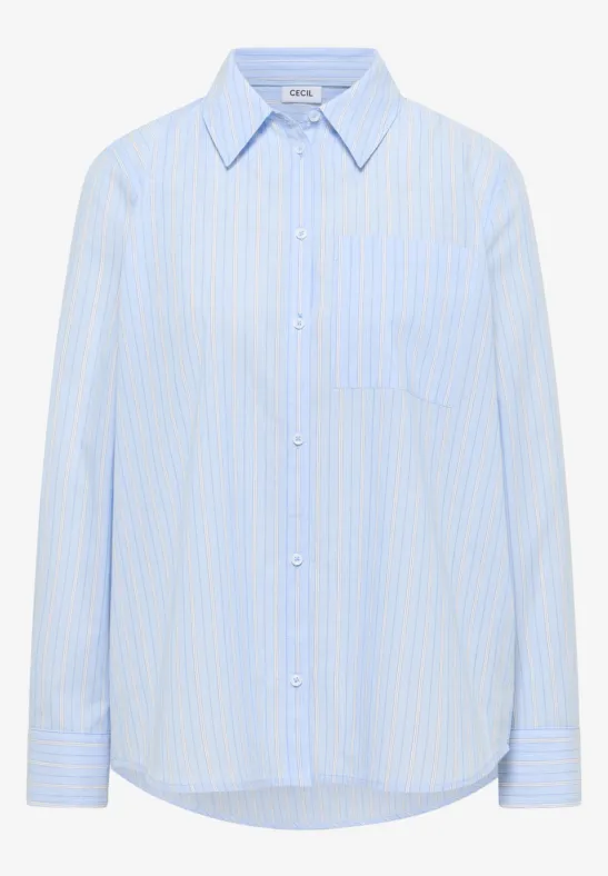 Gestreept overhemd blouse light sky blue