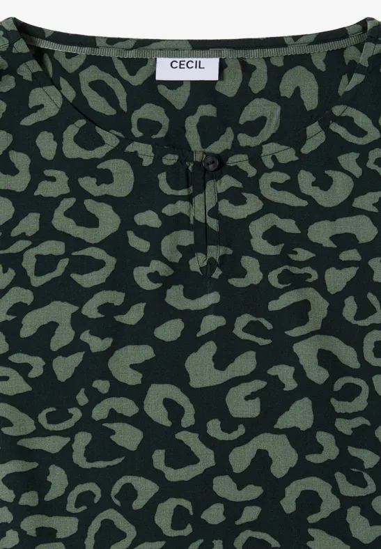 Gemusterte Bluse ink green