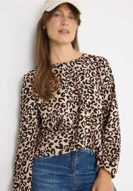 Gemusterte Bluse sandalwood beige