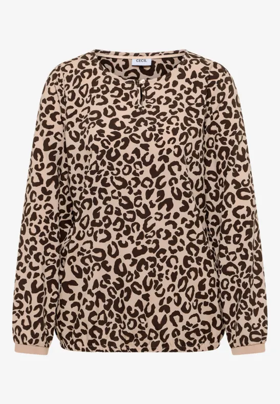 Gemusterte Bluse sandalwood beige