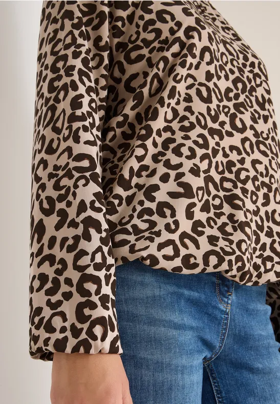 Gemusterte Bluse sandalwood beige