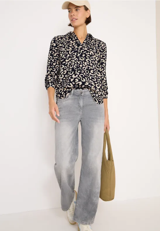Gedessineerde blouse urban dark blue