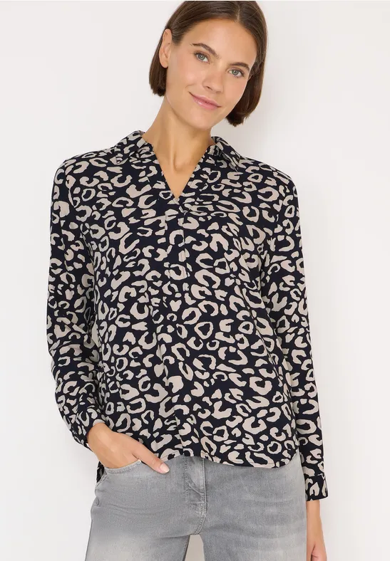 Gedessineerde blouse urban dark blue