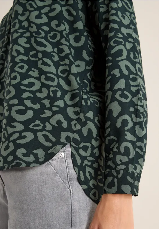 Gedessineerde blouse ink green