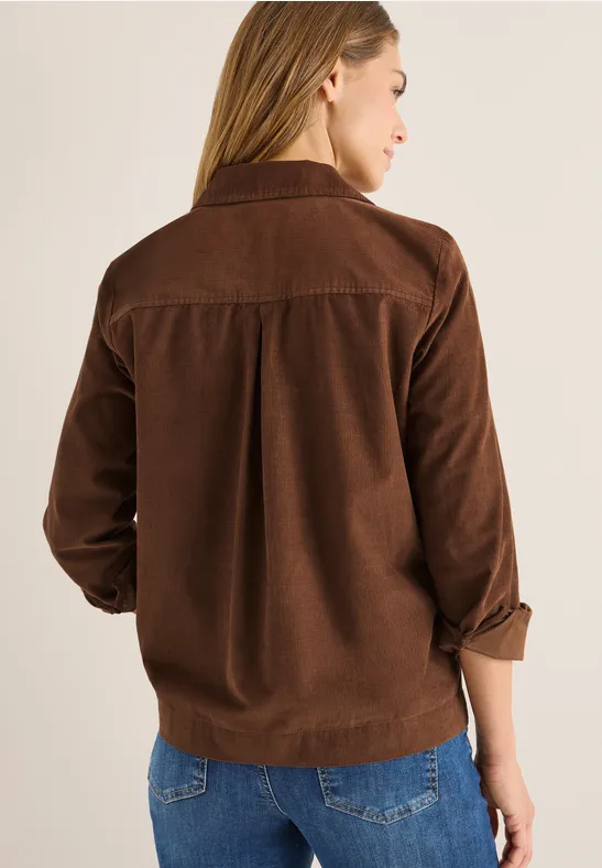 Chemisier en velours côtelé mocha caramel