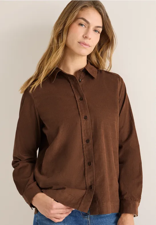 Chemisier en velours côtelé mocha caramel