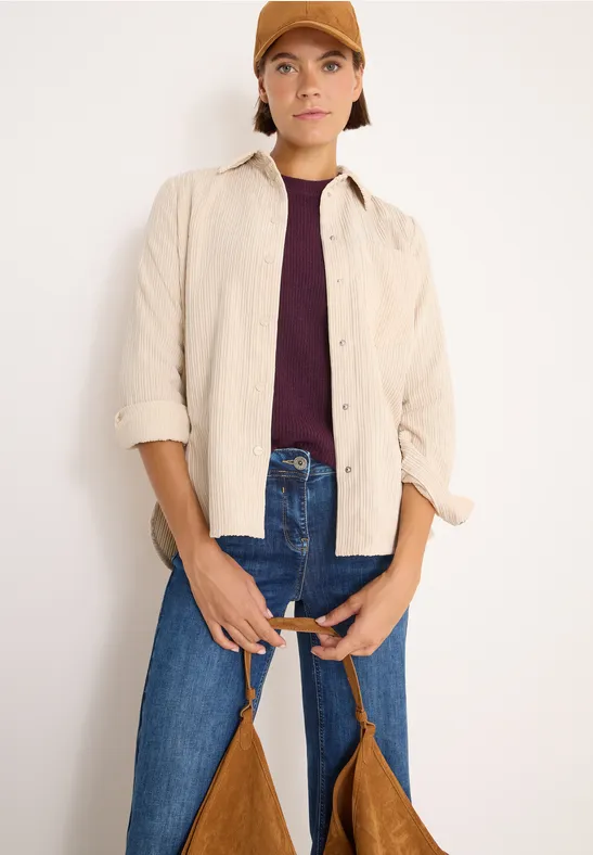 Chemise en velours côtelé oat milk beige