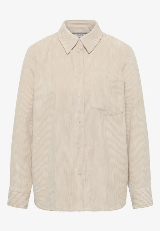 Chemise en velours côtelé oat milk beige