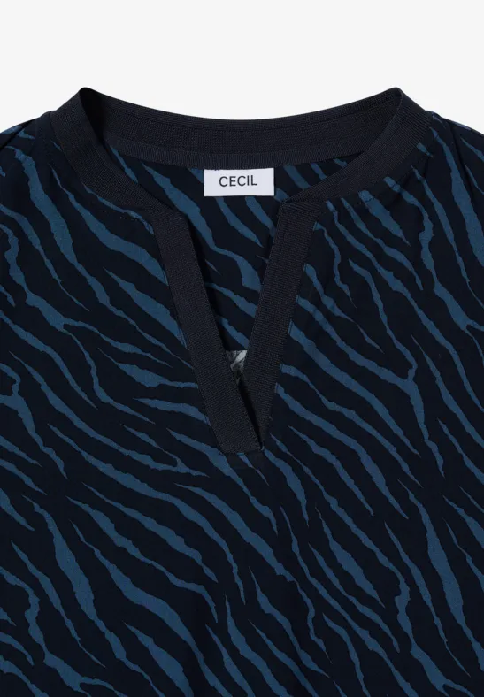 Bluse mit Zebra Print urban dark blue
