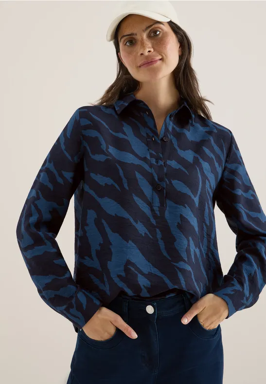 Gemusterte Bluse urban dark blue