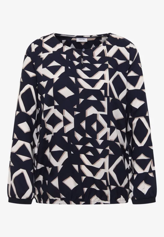 Print-Bluse mit Tapebündchen urban dark blue