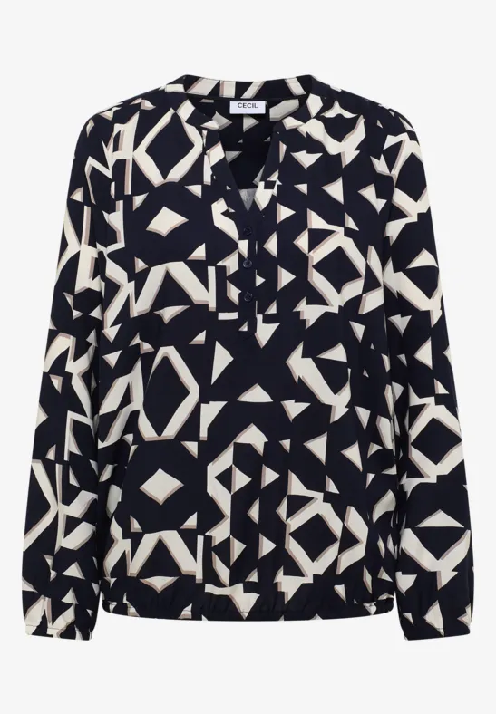 Gemusterte Bluse urban dark blue