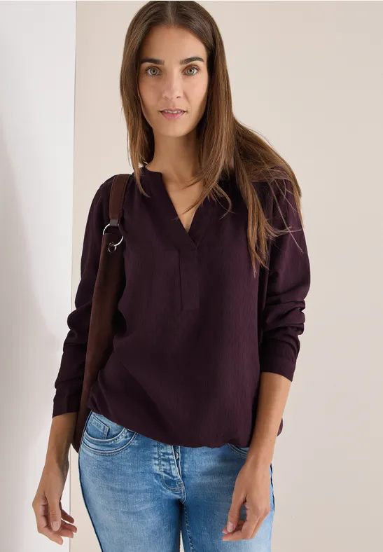 Bluse in Unifarbe eggplant red