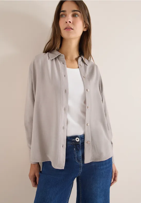 Softe Melange Hemdbluse chocolate mousse melange