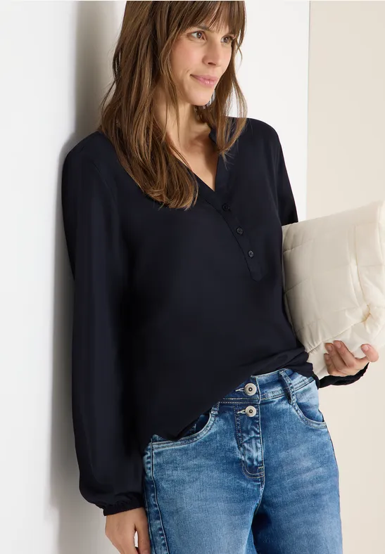 Bluse in Unifarbe urban dark blue