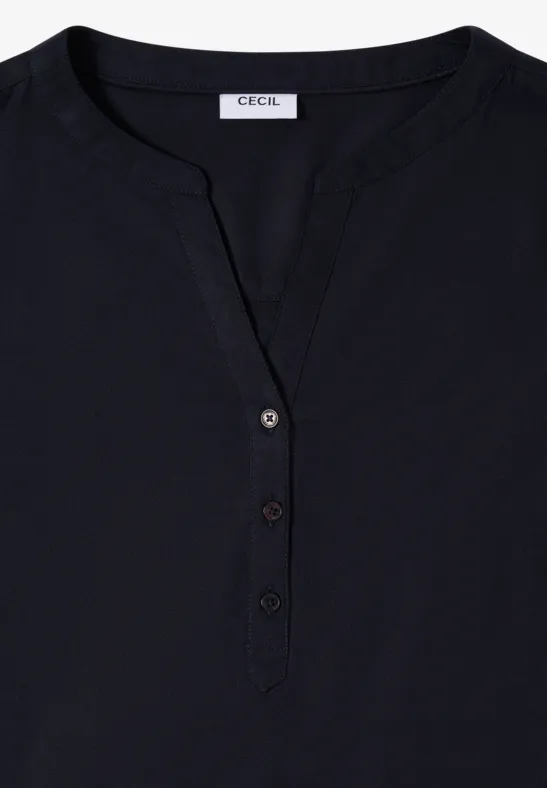 Bluse in Unifarbe urban dark blue