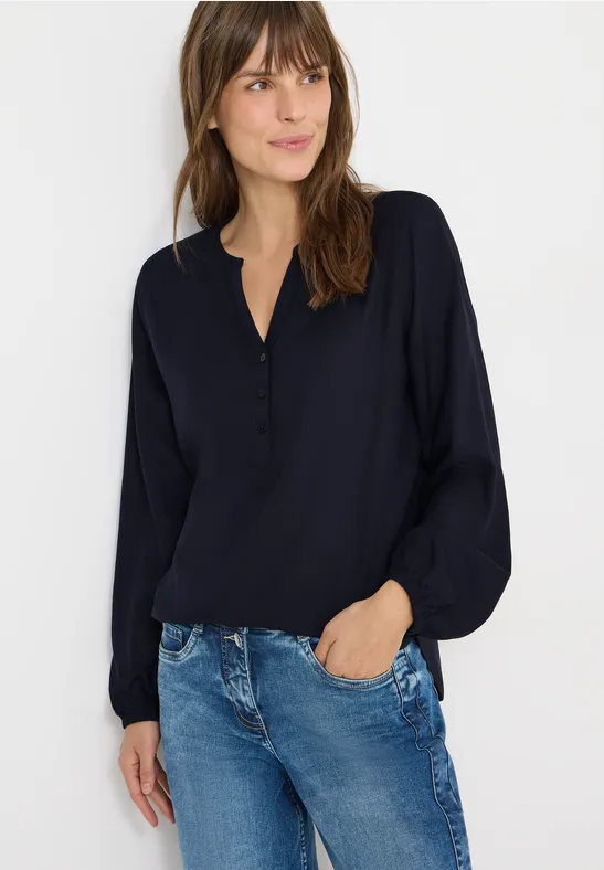 Bluse in Unifarbe urban dark blue